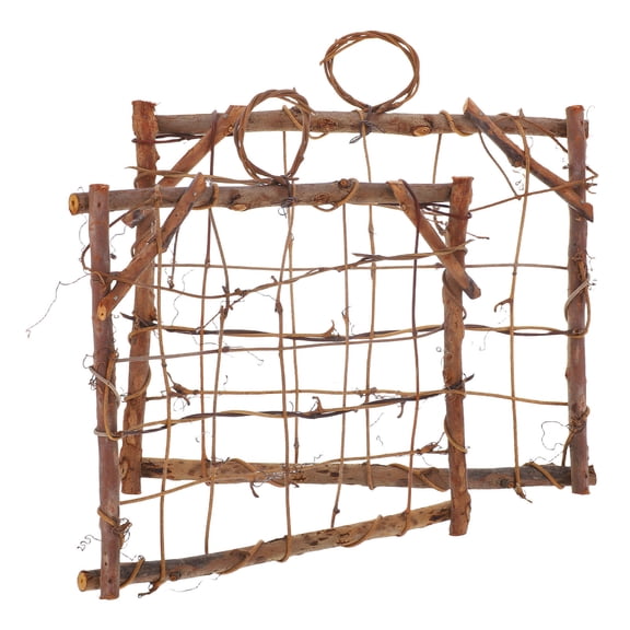 ELAYARD 2Pcs Rustic Wooden Air Plant Frame Stand Wall Mounted Tilsia Holder Decor