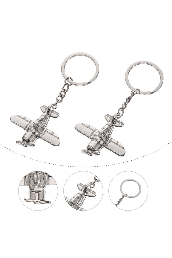 Plane Keychain Airplane Keychains Iron 2Pcs