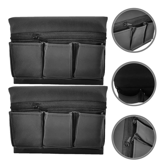 ELAYARD 2Pcs Auto Door Elbow Rest Black PU Window Cushion with Storage Pocket for Car Interior