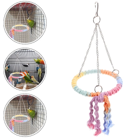ELAYARD 2Pcs Easy Install Cotton Rope Bird Swing and Perch for Cage Hanging Small Pet Birds