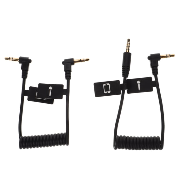 ELAYARD 2Pcs Black 3.5mm Trs to Trrs Adapter Cable with 90 Degree Connector for Audio Equipment