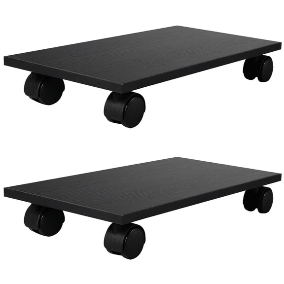 ELAYARD Space-Saving Black Pc Stand, Vented Wooden CPU Holder, Mobile for Office 2Pcs
