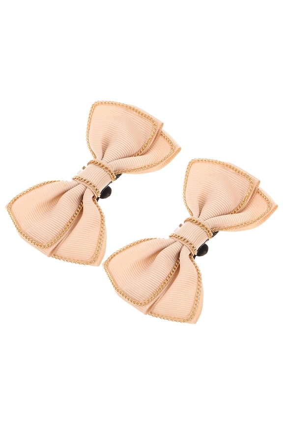2PCS Bow Shoe Decorations in Beige for Women, Elegant Design for Casual Outings and Formal Events