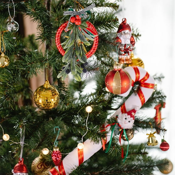 ELAYARD 2pcs Mistletoe Branch Teardrop Swag Green Holiday Decoration for Doors