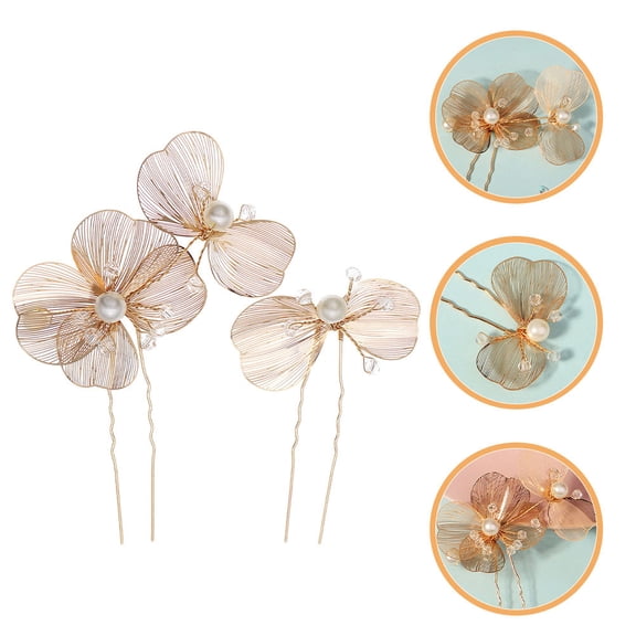 ELAYARD 2Pcs Bridal Hair Pin for Wedding Elegant U Shape Hair Clips for Women