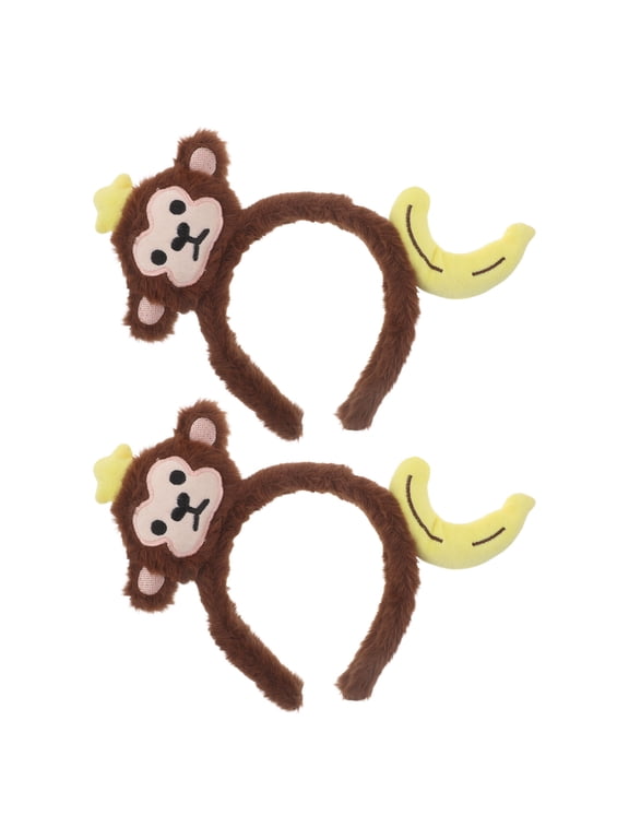 Animal Ears Hairband Brown Plush Comfortable Lightweight for Party 2Pcs