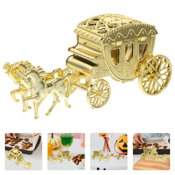ELAYARD 2Pcs Premium Golden Candy Treat Boxes Plastic Cart Shape for Party Favor Storage