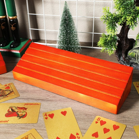 ELAYARD 2Pcs Card Display Brown Wood Game Card Holders for Hand-Free Playing
