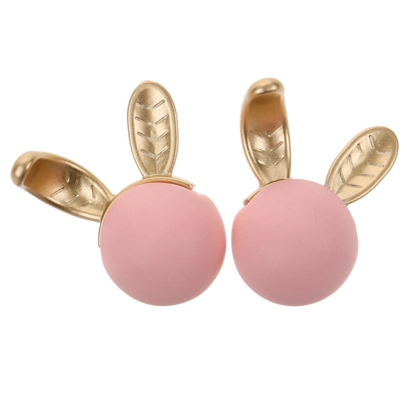 ELAYARD 2Pcs Compact Pink Rabbit Head Drawer Knobs Lightweight Ceramic Handles for Furniture