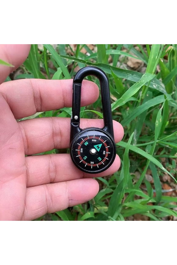 Compass Black Zinc Alloy Keychain for Outdoor Survival Hiking 2Pcs