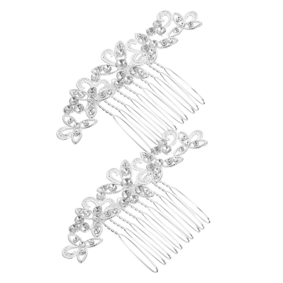 ELAYARD 2Pcs Crystal Bridal Hair Comb Plated Silver Rhinestone Flower Hairpiece for Weddings