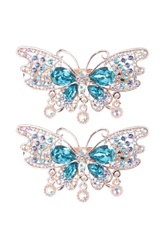 2-Pack Crystal Ponytail Holders Hair Snap Clips for Girls Daily Use and Styling