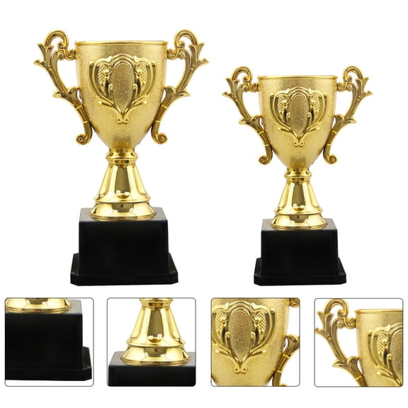 ELAYARD 2Pcs Carving Trophy Plastic Material Golden Color Ideal for Competition and Reward Events