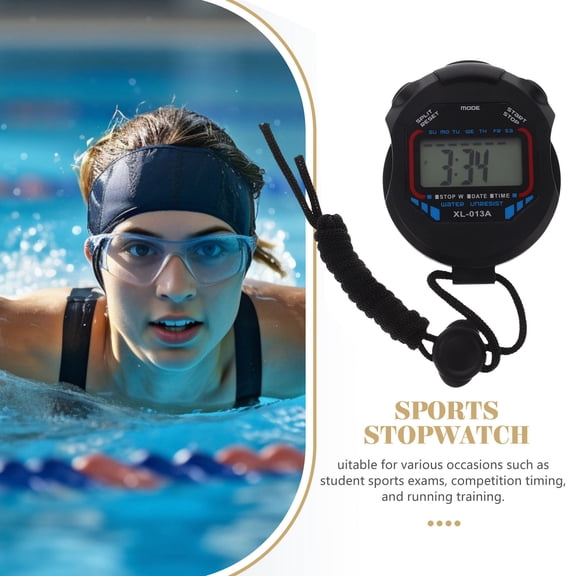 ELAYARD 2- Sports Stopwatch with Large LCD Display and AM Indicator, Black Color for Accurate Timing