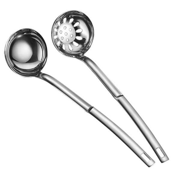 ELAYARD Set of 2 Stainless Steel Hot Pot Draining Spoons with Handles Kitchen Utensils