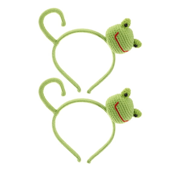 ELAYARD 2Pcs Crochet Frog Headbands Cute Big Eyes Animal Hair Accessory for Decor