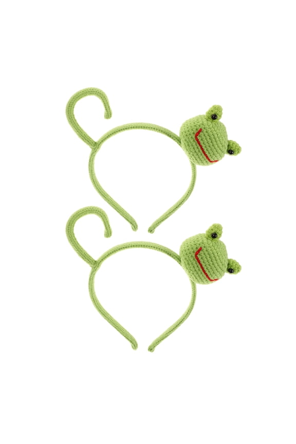 2Pcs Crochet Frog Headbands Cute Big Eyes Animal Hair Accessory for Decor