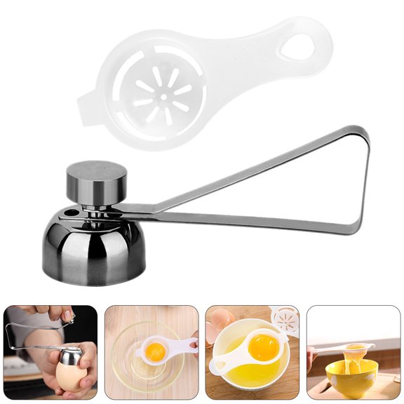 ELAYARD 2-Pack Stainless Steel Shell Cutter with Plastic White and Yolk Separator Kitchen Tool for Home Cooking
