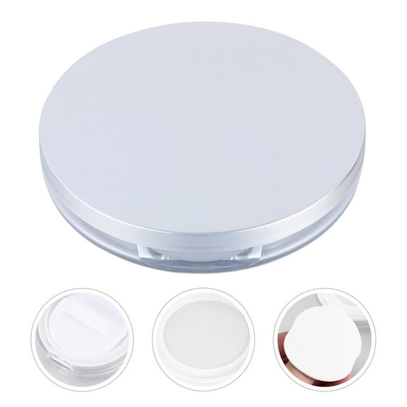 ELAYARD 2Pcs Empty Powder Case Portable Storage Box for Women with Silver Plastic Design for Outdoor Use