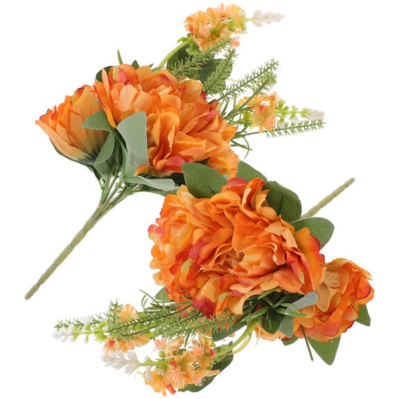 ELAYARD 2Pcs Fake Peony Flowers Orange for Wedding Party and Home Floral Adorns