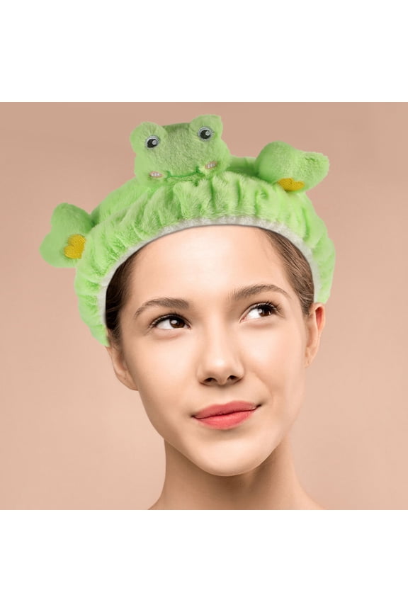 2Pcs Green Frog Headbands with Flexible Elastic Design for Face Wash and Makeup