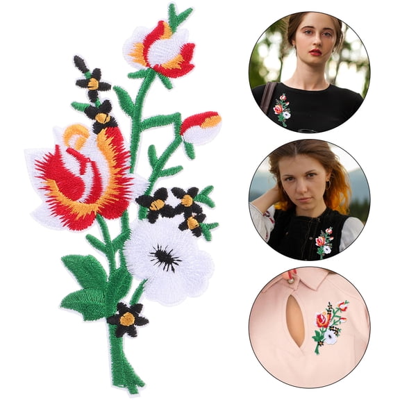 ELAYARD 2-Pack Flower Shaped Iron- Embroidered Patches for Clothing, Fabric, Apparel Decoration