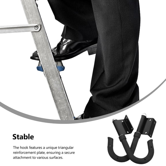 ELAYARD 2Pcs Easy Install Black Ladder Hooks for Folding Step and Extension Ladders