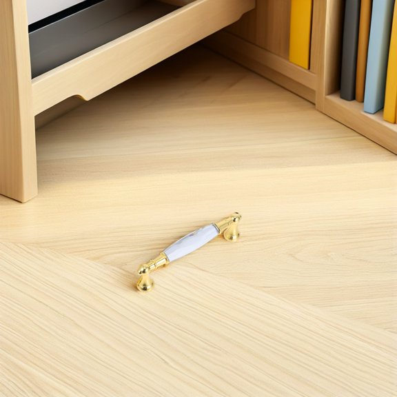 ELAYARD 2Pcs Glass Kitchen Cabinet Handles Golden Color Modern Drawer Pulls for Home Furniture