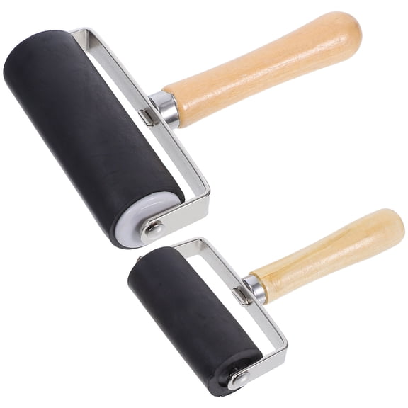 ELAYARD Ink Applicator Roller Multi-Color Wooden Rubber Craft Tool 2Pcs