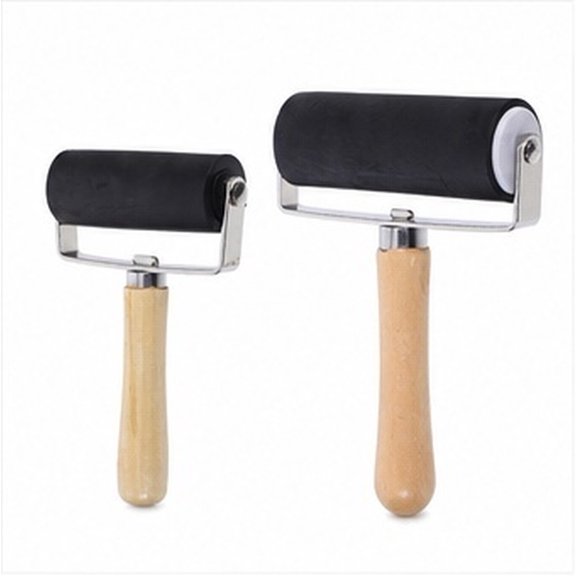 ELAYARD 2Pcs Printmaking Roller Tool with Durable Rubber Surface and Comfortable Wooden Handle for Crafts
