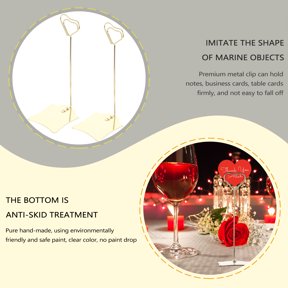 ELAYARD Set of 2 Golden Stainless Steel Menu Holders with Stable Clips for Buffet Table Display and Restaurant Use