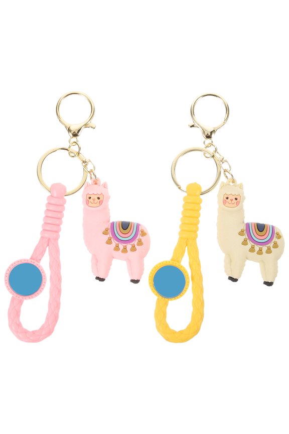 2Pcs Green Alpaca Key Chain PVC Rubber Key Pendant for Decoration and Everyday Use