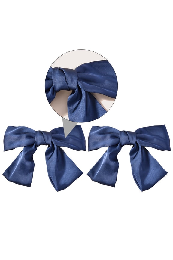 2Pcs Silk Bow Hairpin Blue Hair Clip for Charming Hair Decoration