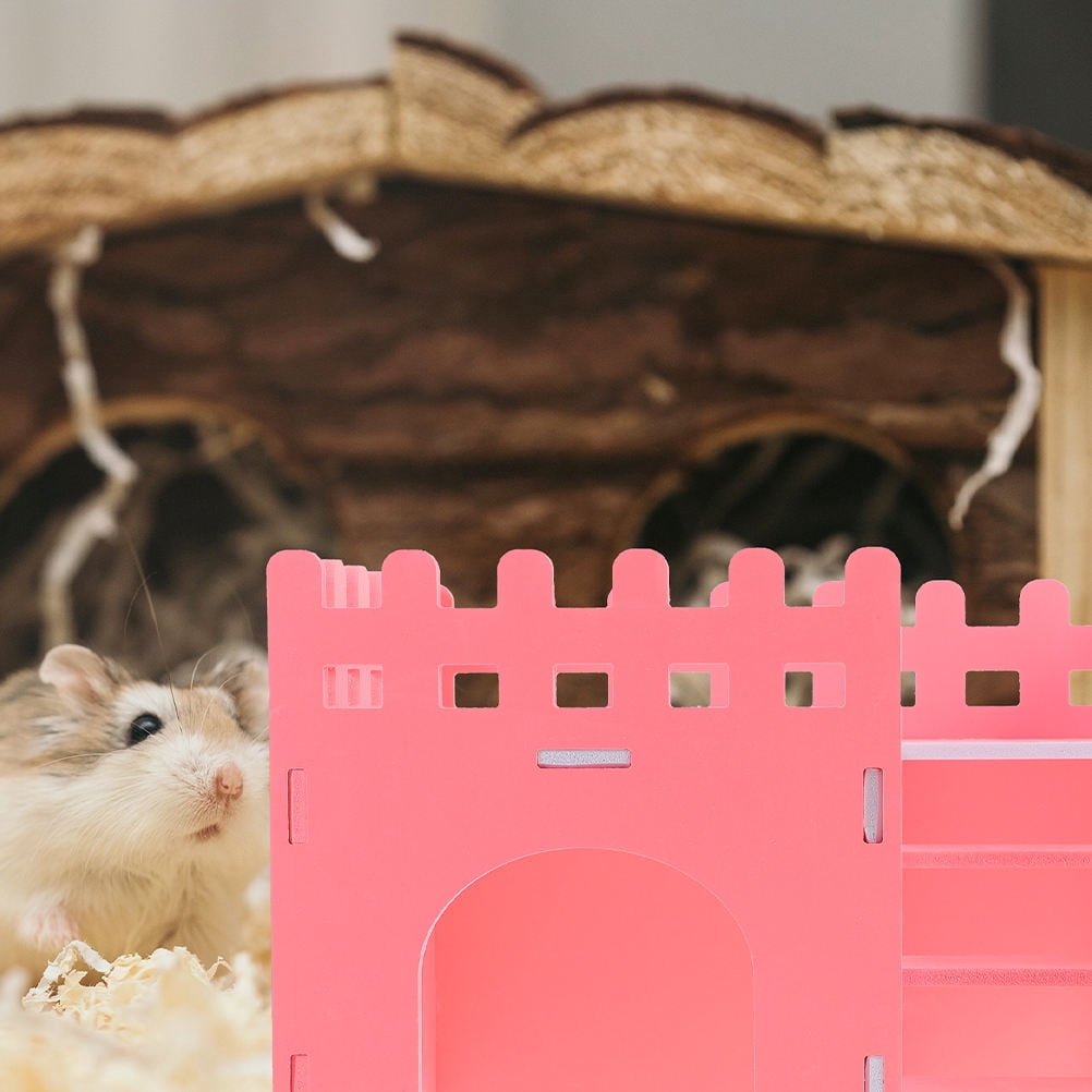 Image showcasing ELAYARD 2-Pack Hamster Double-Deck Hideout with PVC Ladder, Cozy Small ...