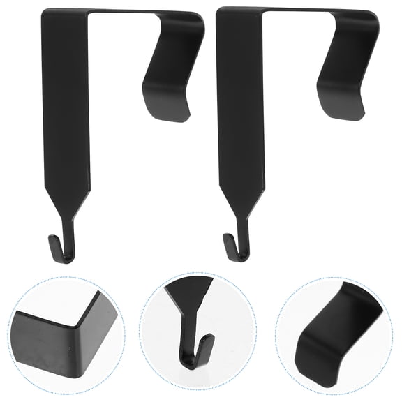 ELAYARD 2Pcs Heavy Duty Black Metal Door Back Hooks for Clothes Towels Hats Organizer