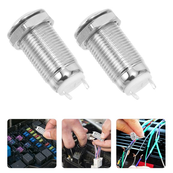 ELAYARD 2Pcs High Temperature Resistant Alloy Push Button Switch for Car Instrument Control Panel