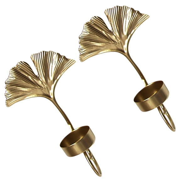 ELAYARD Set of 2 Golden Leaf Iron Wall Sconces for Home and Office Decor, Elegant Wall Hanging Lighting Fixtures