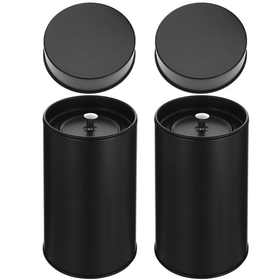 ELAYARD 2Pcs Black Airtight Tea Canisters Tinplate Jars for Coffee Sugar and Tea Storage