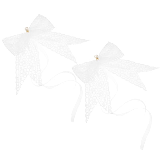 ELAYARD 2-Pack White Lace Bows for Crafts and Decorations, Perfect for Parties, Cake Wrapping, Hair Accessories, and More