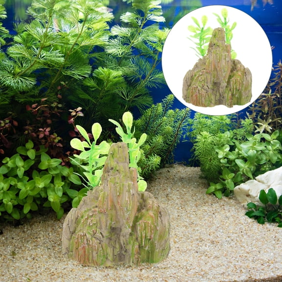 ELAYARD 2Pcs Light Brown Resin Aquarium Rockery Decoration Fish Tank Accessories for Landscaping