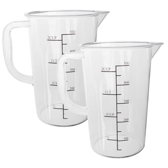 ELAYARD 2Pcs Measuring Cups Plastic Transparent Food Grade Measuring Cup for Cooking Aid