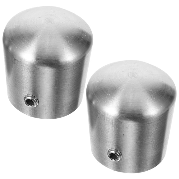 ELAYARD 2Pcs Plated Silver Stainless Steel Handrail End Plugs Durable Stair Rail End Caps for Indoor Use