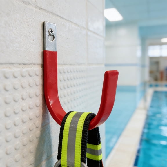 ELAYARD Set of 2 Red Metal Pool Hooks with Stainless Steel for Swimming Pools, Boats, and Outdoor Use