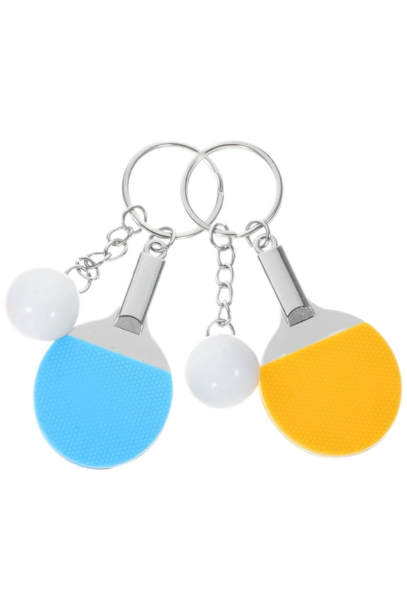 2Pcs Table Tennis Keychains in Assorted Colors Decorative Sports Accessories for Bags and Backpacks