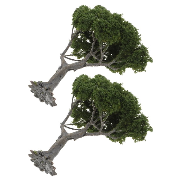 ELAYARD 2-Pack Small Plastic Trees for Model Train Sets, Dioramas, Miniature Scenery, Landscape Crafts, and Hobby Decorations