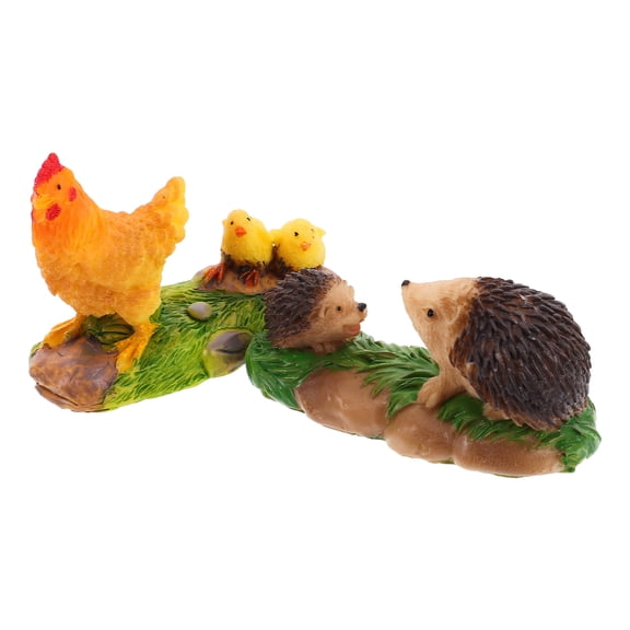 ELAYARD Resin Miniature Hedgehog Chicken Figurine for Decor Ideal for Indoor and Outdoor Use 2pcs