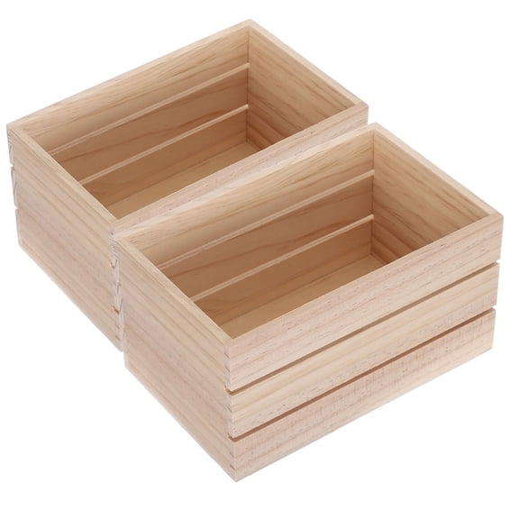 ELAYARD 2Pcs Unfinished Pine Wood Crate for DIY Crafts and Rustic Home Decor Khaki