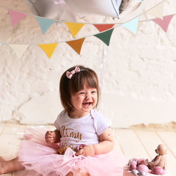 ELAYARD 2Pcs Washable Reusable Triangle Banner Flags for Versatile Party Use