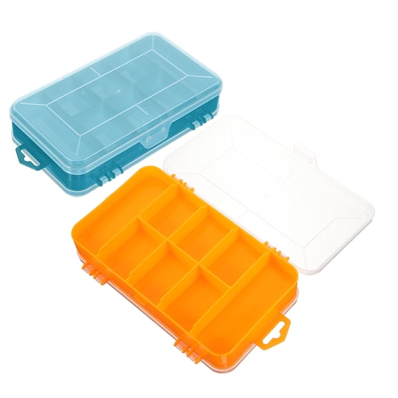 ELAYARD 2Pcs Plastic Hardware Box Double Sided Compartment Storage Container with Transparent Cover for Home