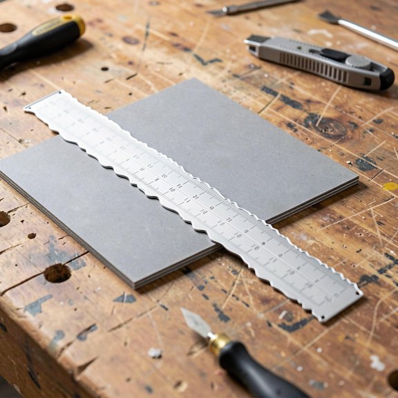 ELAYARD 2Pcs Plated Silver Deckle Edge Ruler Metal Paper Craft Cutting Tool for DIY Decorative Edging